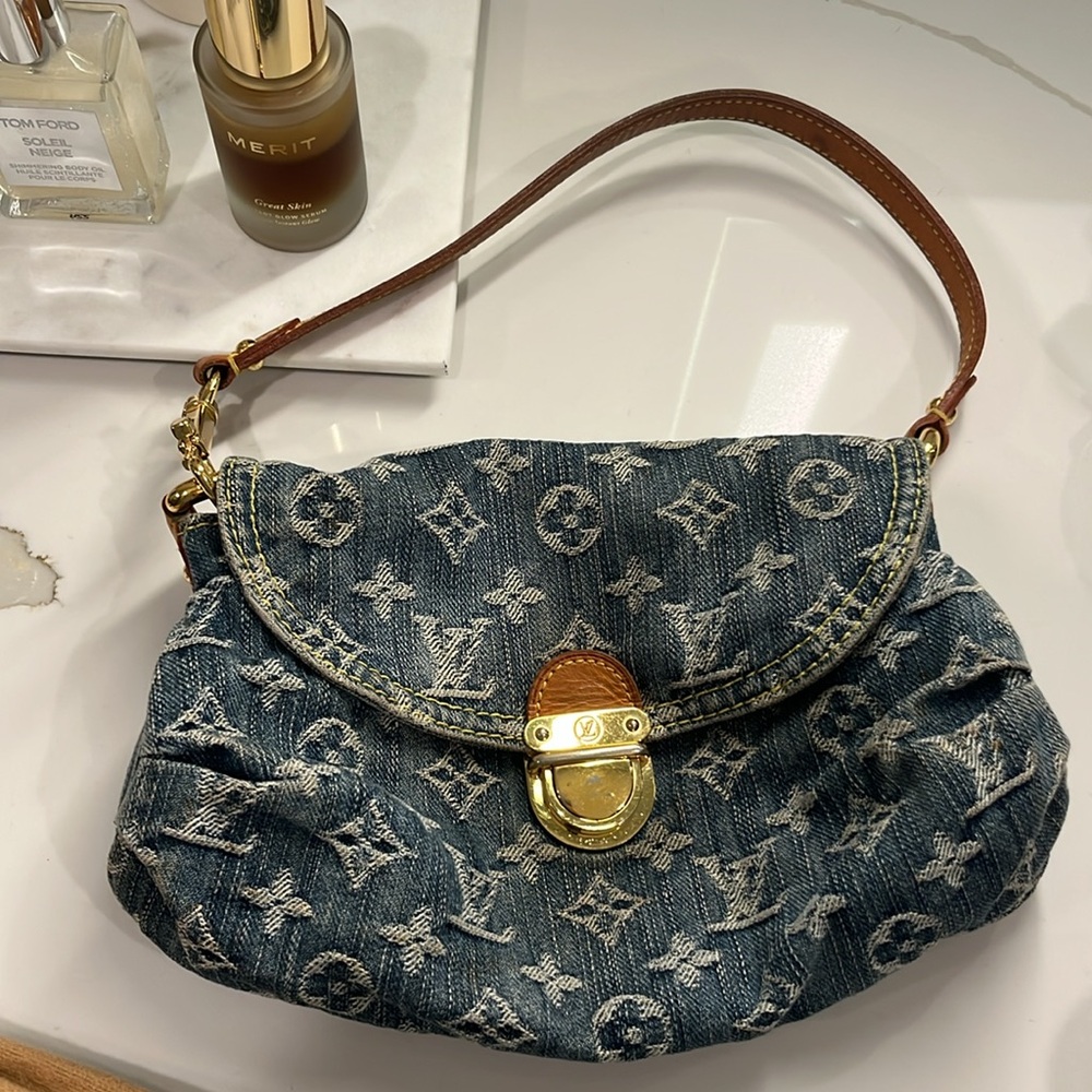 Louis Vuitton Blue and Brown DENIM Shoulder Bag